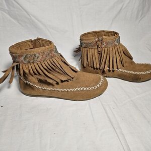 Fringed Suede Moccasin Boots